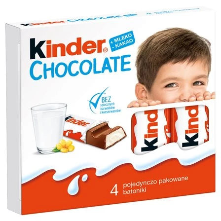 KINDER Chocolate Batoniki z mlecznej czekolady z nadzieniem mlecznym 50 g