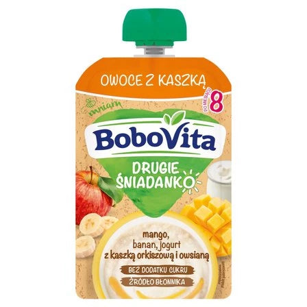 BOBOVITA Drugie Śniadanko Owoce z kaszką mango banan jogurt po 8 miesiącu 100 g
