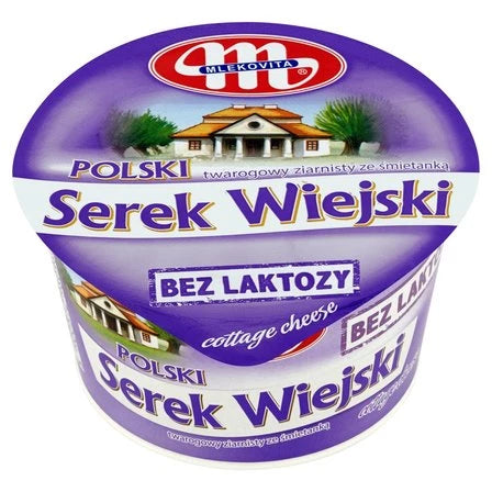 MLEKOVITA Polski Wiejski bez laktozy Serek twarogowy ziarnisty ze śmietanką 180 g
