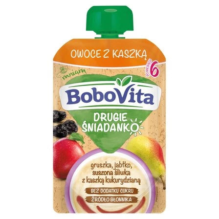 BOBOVITA Drugie Śniadanko Owoce z kaszką gruszka jabłko suszona śliwka po 6 miesiącu 100 g