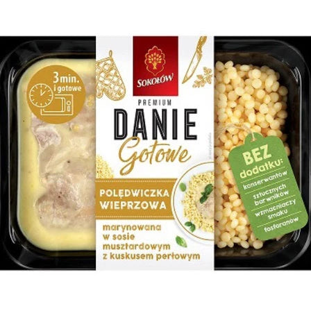 SOKOŁÓW Danie Gotowe Polędwiczka wieprzowa marynowana w sosie musztardowym z kuskusem perłowym 360 g