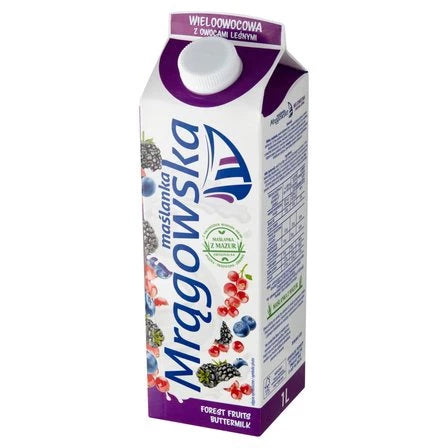 MLEKPOL Maślanka Mrągowska wieloowocowa z owocami leśnymi 1 L