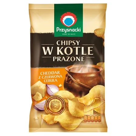 PRZYSNACKI Chipsy w kotle prażone cheddar z czerwoną cebulą 125 g