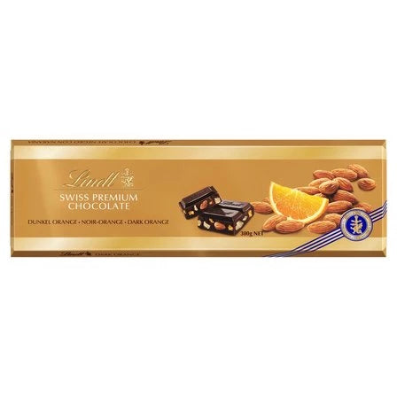 LINDT Ciemna czekolada o smaku pomarańczowym z migdałami 300 g