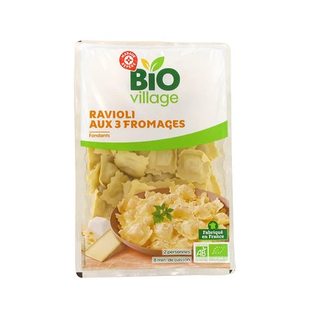 WIODĄCA MARKA Bio village Świeże pierożki ravioli 3 sery 250 g