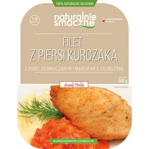 NATURALNIE SMACZNE Filet z piersi kurczaka z puree ziemniaczanym i marchewką zasmażaną 600 g