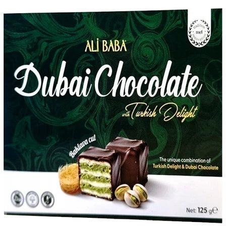 ALIBABA Rachatłukum przekładane kremem pistacjowym z ciastem Kadayif w polewie mlecznej 125 g