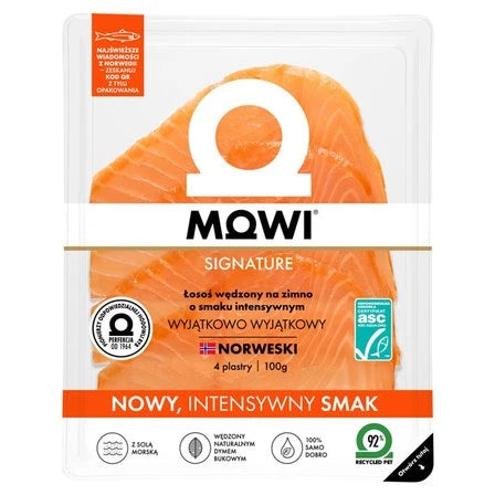 MOWI Signature Łosoś wędzony na zimno o smaku intensywnym (4 plastry) 100 g