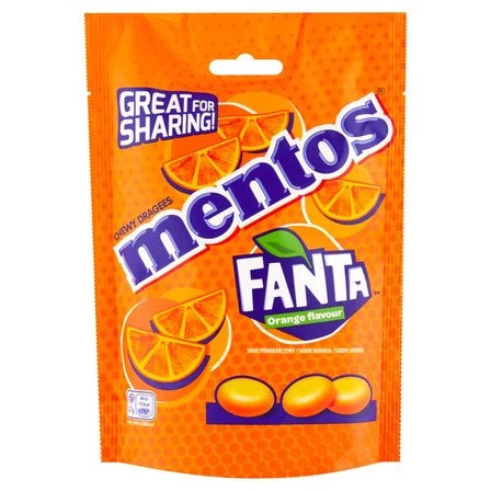 MENTOS Fanta Cukierki do żucia smak pomarańczowy 160 g