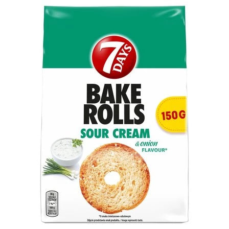 7 DAYS Bake Rolls Chrupki chlebowe o smaku śmietanowo cebulowym 150 g