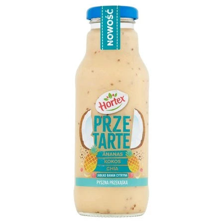 HORTEX Przetarte Premium smoothie ananas banan jabłko kokos cytryna z dodatkiem nasion chia 300 ml